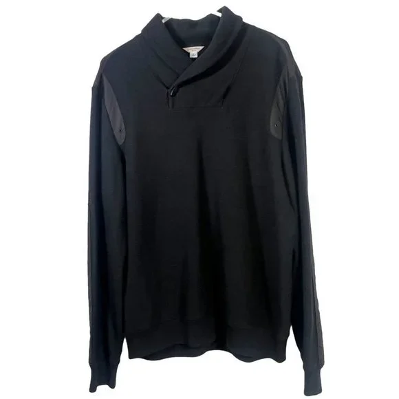 calvin Klein men's black pullover sweater long sleeve size Large button neck - Picture 1 of 8